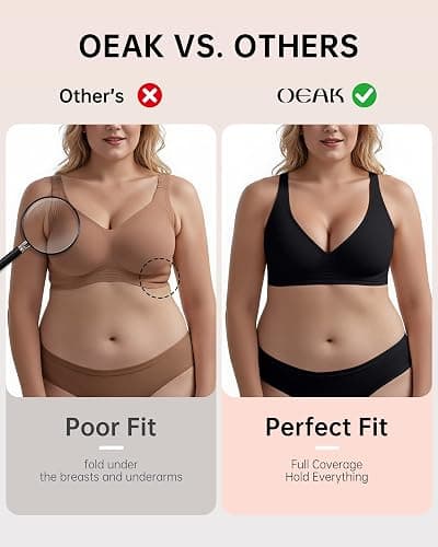 OEAK Womens Deep V Bras Wireless Comfortable Bra Supportive No Underwire Bras Tshirt Push Up Bralettes Plunge Seamless Bra thumbnail 4