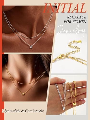 FaithHeart Layered Initial Necklaces for Women - Dainty Non Tarnish Gold/Silver Letter A-Z Necklace Stack Womens Small Initial Necklace Adjustable 16"- 18" Birthday Personalized Jewelry Gifts thumbnail 7