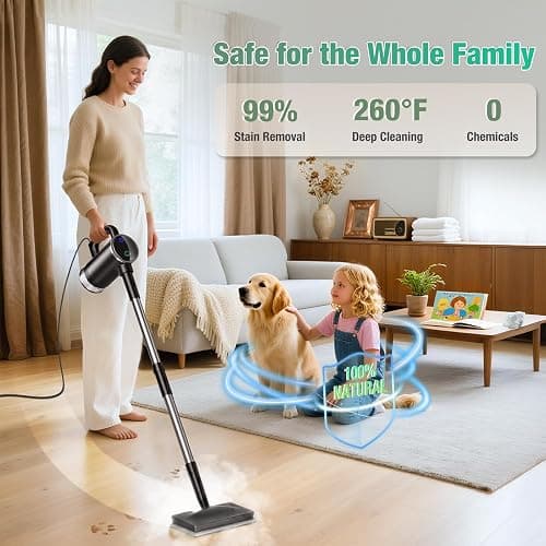 11-in-1 Steam Mop - Detachable Handheld Steam Cleaner with 380mL Tank, 260℉ Floor Steamer for Hardwood, Tile, Grout, Windows, Bath & Kitchen - 3-Level Steam Control, Multi-Purpose Floor Steam Cleaner thumbnail 2