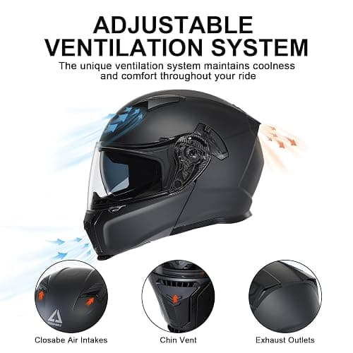 TRIANGLE Modular Motorcycle Helmets for Men Flip Up Full Face Helmet Dual Visor with Internal Sunshield DOT Approved thumbnail 4