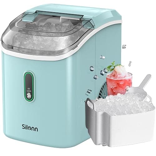 Silonn Nugget Ice Maker Countertop, Pellet Ice Machine with Self-Cleaning Function, Sonic Ice Maker Produces 33lbs of Chewable Ice in 24 Hours, Ideal for Home Kitchen and Office (Green) - Image 1