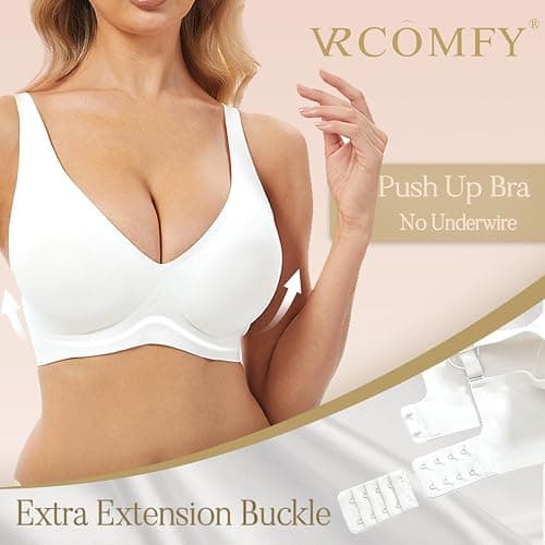 Jelly Wireless Bra Deep V Push Up Seamless T-Shirt Comfortable Plunge No Underwire Bras with Adjustable Straps Everyday Bras thumbnail 2