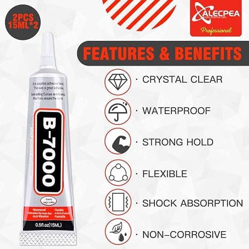 B-7000 Craft Glue for Jewelry Making - 15ml/0.5oz (2 Pack) - Multi-Function B-7000 Super Adhesive Glues Liquid Fusion Glue for Rhinestones Crafts, Clothes Shoes, Fabric, Jewelry Making, Cell Phones thumbnail 3