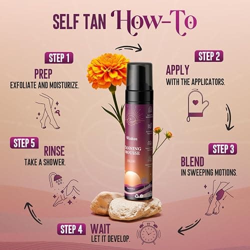 VIVITAN Self Tanner Mousse Kit - 250mL XL & Mitt & Strap | 1-Hour Express Dark Bronze + Plant 30% DHA for Long-Lasting Tan | No Orange Tones, Streak-Free & Odorless | Natural Sunless Glow thumbnail 8