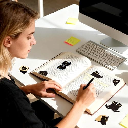 30Pack Cute Black Cat Bookmark Magnetic Bookmarks for Reading Women Men Kids Teacher Book Lovers Gifts, Unique Personalized Bookmarks Bulk Magnet Bookmark Clips Pretty Funny Novelty Page Book Markers thumbnail 7