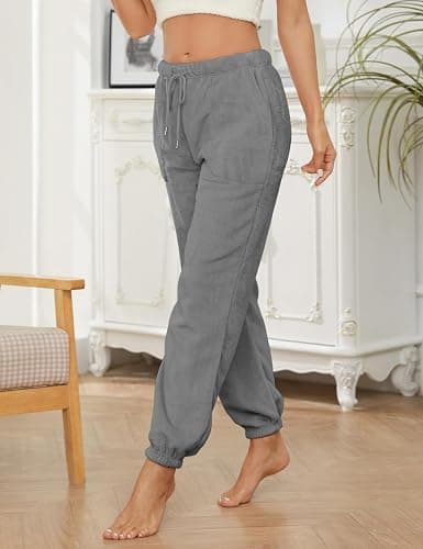 Lentta Women's Fleece Pajama Pants Casual Fuzzy Warm Sleep Bottoms Drawstring Elastic Waist with Pockets thumbnail 6