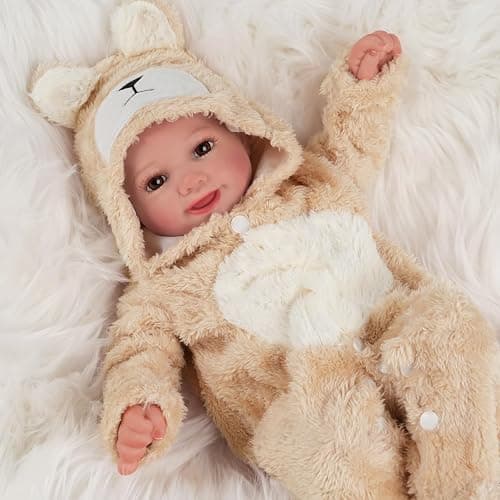 BABESIDE Reborn Baby Doll Clothes Set for 17-22 Inch Baby Dolls | Cute Bear Style Baby Doll Clothes with Hat, Khaki Baby Doll Accessories for Realistic Baby Dolls Girls & Boys thumbnail 9