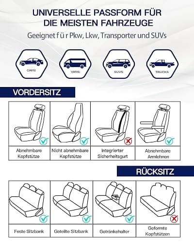 TOYOUN Kunstleder Sitzbezüge Auto Set Universal Klassisch Autositzbezüge Sitzschoner Schonbezug Autositz Rot für Vordersitze und Rücksitze Auto Zubehör Innenraum thumbnail 8