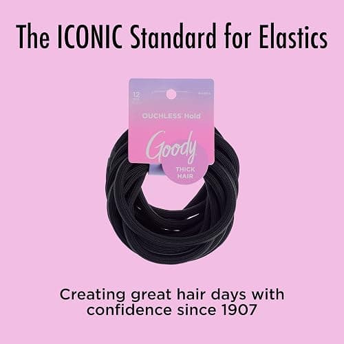 Goody Ouchless XL & Extra Thick Hair Elastics - Black Hair Ties for Women, No Damage, Strong Hold for Thick Hair, Curly or Textured Styles - 10 Count, Gentle & Secure Ponytail Holders thumbnail 8