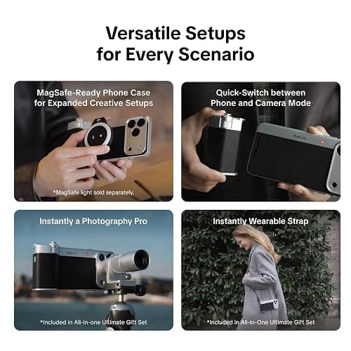 PGYTECH RetroVa Grip Kit for iPhone 17 Pro Max, Vintage Phone Case with Quick-Release Bluetooth Shutter Grip, MicroSD Slot, 1/4"-20 Thread, Physical Controls & App Integration - Graphite Black thumbnail 7