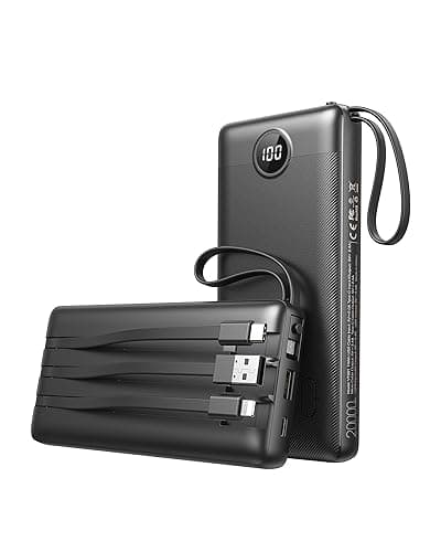 VEEKTOMX Power Bank with Built-in Cables, 20000mAh USB C Portable Charger with 5 Outputs & 2 Inputs and LED Display, Travel Battery Bank for iPhone/iPad/Samsung/Android Devices(20000mAh-Black) thumbnail 9