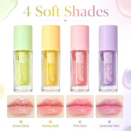 Thalessiel Aura 4 Pcs Flavor Lip Oil Set Clear Moisturizing Lip Gloss | Hydrating Long-Wear Waterproof No-Sticky Moisturizing Lip Balm for Dry Lips Smooth Texture thumbnail 2