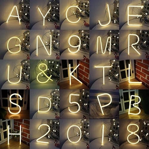 ENUOLI Letter Neon Lights Warm White LED Alphabet Neon Words Signs(R) | Battery/USB Operated Letter Neon Sign Art Lights Words Wall Light up Girls’ Room Wedding Birthday Party Christmas Home Decor thumbnail 9