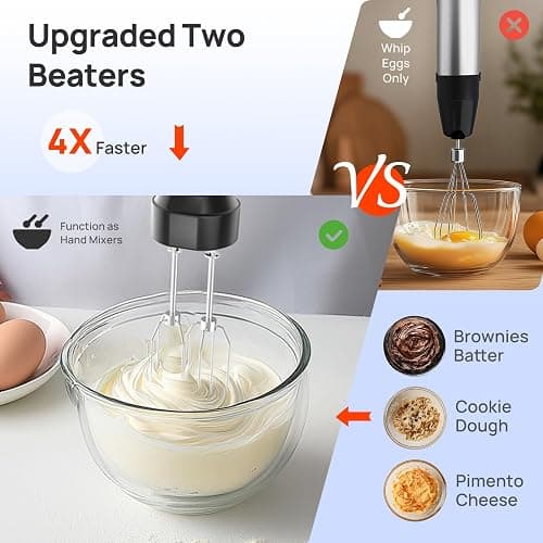 Consciot 4 in 1 Immersion Hand Blender Max 1100W, Corded Stick Emulsifier with Entire Stainless Steel Blender Shaft, Trigger Speed Control, For Blending, Beating, Frothing, Mixing & More, Non-BPA thumbnail 7