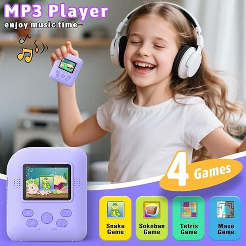 Okaloka Kids Instant Print Camera Toys,1080P HD Toddler Digital Video Camera,Christmas Birthday Gifts for Girls Boys Age 3-12 Year Old - 32G SD Card Included (Purple) thumbnail 5