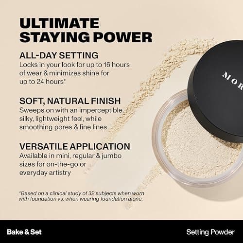 Morphe Bake & Set Translucent Setting Powder - Lightweight, Talc-Free Finishing Powder for Face Makeup with a Soft, Natural Finish - Minimizes Shine for Up to 24HR - Translucent (0.31 oz) thumbnail 4