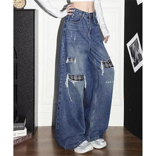 Baggy Jeans for Women Y2k Streetwear Vintage Wide Leg Loose Fit, Extra Baggy Jeans Wide Leg Women Y2k Retro Streetwear Ripped thumbnail 2