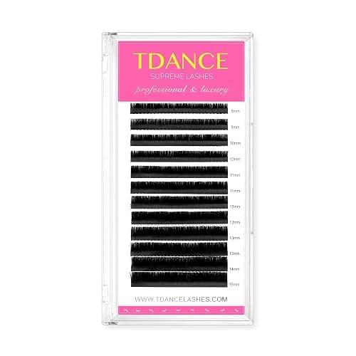 TDANCE Lash Extension Matte Black Eyelash Extension C CC D DD J B L Curl Volume & Classic Lash Extensions 0.03-0.18mm Thickness Professional Salon Use(0.03-D,8-15 mm) - Image 1