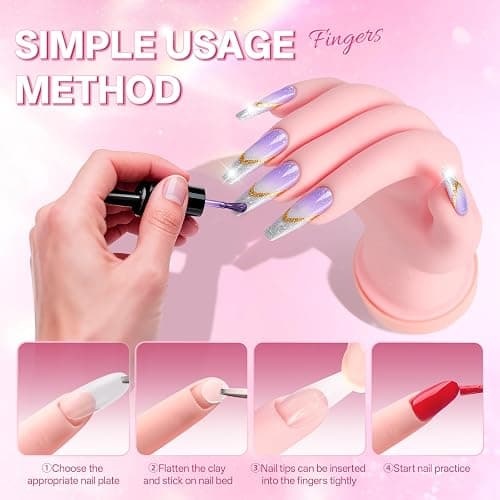 Buqikma Flexible Practice Nail Fake Silicone Hand Model for Acrylic Nails | Mannequin Hand for Nails, Fake Manicure Hand Manikin hand to practice nails on for Nail Practicing nail Tip art beginner thumbnail 6