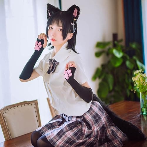 HOMEGYMFREE Cute Cat Paw Mittens Gloves, Kawaii Cat Cosplay Kawaii Soft 3D Toes Beans Fingerless Cat Claw Paws Pad Sleeve thumbnail 5