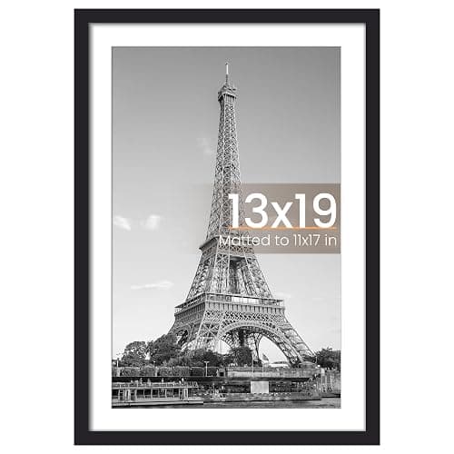 upsimples 13x19 Picture Frame, Display Pictures 11x17 with Mat or 13 x 19 Without, Wall Hanging Poster Frames, Black, 1 Pack - Image 1