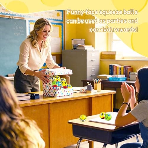 30 Pcs Face Stress Balls,2.5 Inch Funny Face Squeeze Balls,Emotion Squeeze Foam Balls,Foam Soft PU Balls for Hand Wrist Stress Reliefs Finger Exercise thumbnail 6