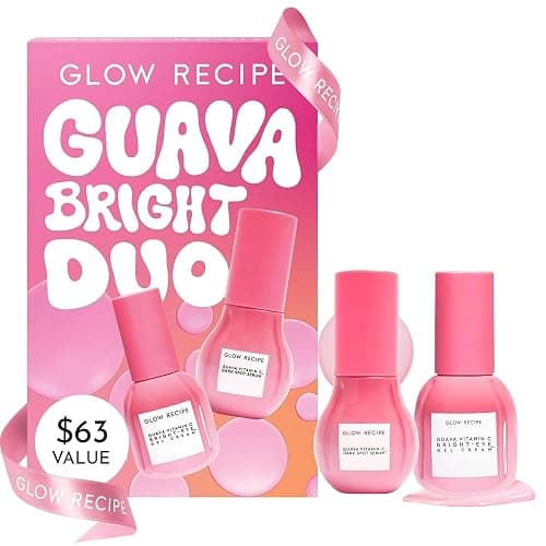 Glow Recipe Guava Brightening Korean Skincare Gift Set - Vitamin C Under Eye Cream Treatment + Hydrating Vitamin C Dark Spot Face Serum with Niacinamide & Peptides, Travel Size (2 Count) - Image 1