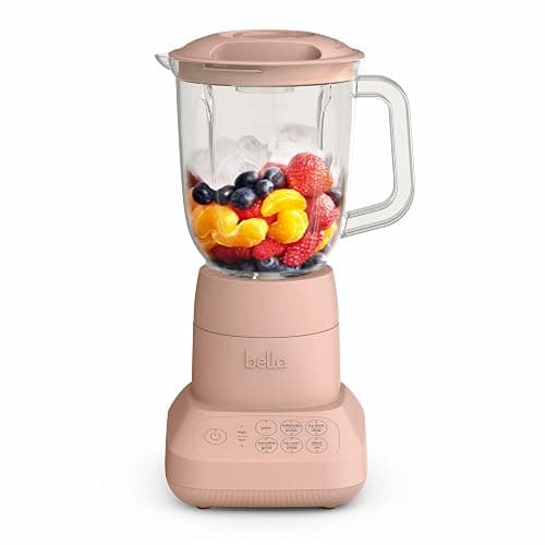 bella 10 Speed Countertop Blender, Juicer & Smoothie Maker, Fits-anywhere™ Kitchenware, Slim Flip & Store Design, Dishwasher Safe 48oz Capacity Pitcher & Lid, Stainless Steel Blade, 450 Watt, Blossom - Image 1