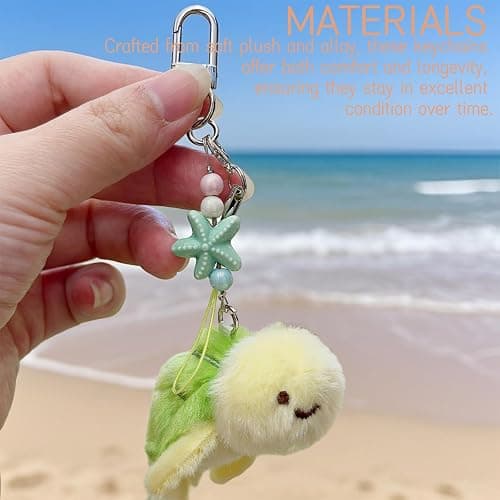 Tizee Cute Plush Keychain 1 Pair - Mini Ocean Animals Bag Charm Gift for Handbags Purses Backpacks, and Car Keys thumbnail 4