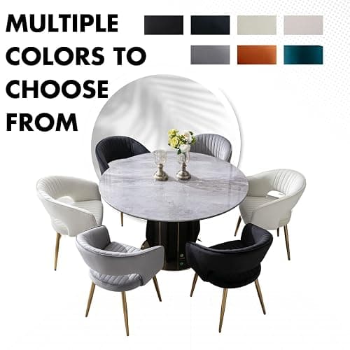 Hyfirm Black Velvet Dining Chairs Set of 2, Modern Side Chairs with Hollow Back and Gold Legs, Upholstered Accent Kitchen Chairs for Living Room/Reception/Restaurant thumbnail 9