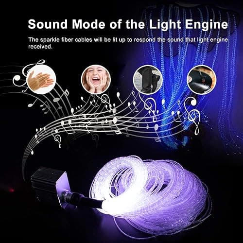 AKEPO Fiber Optic Sensory Lights for Autism Sensory Room for Kids, 10W RGBW Twinkle+Music Response+Bluetooth App Control Fiber Optic Light Engine with (3x0.75mm) Flash Point Cable 50pcs of 6.5ft/2m thumbnail 6