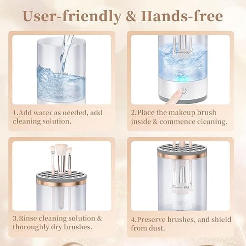 Electric Makeup Brush Cleaner, Quick Efficient Machine for Deep Cleaning All Types of Brushes, Portable Compact Design for Travel Home Use, for Makeup Lovers & Professionals - White thumbnail 6