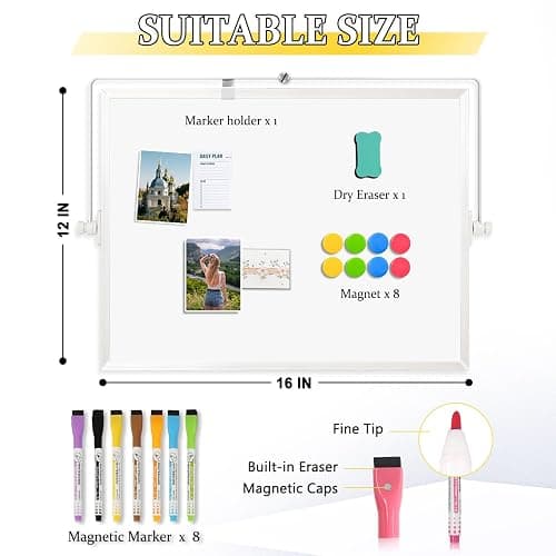 AMUSIGHT Dry Erase Magnetic White Board, 16" x 12" Double-Sided Desktop Whiteboard with Stand, Portable Small Whiteboard Set for Drawing, Office, Home thumbnail 3