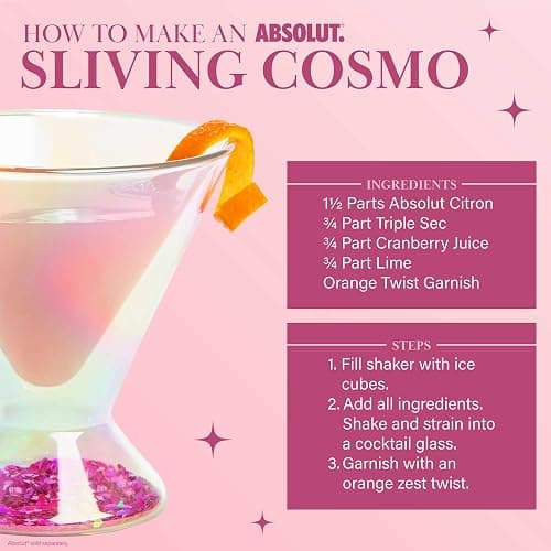 Paris Hilton 2-Piece Martini Glass Set, Double Wall Glass Design, Great for Martinis, Cocktails, Cosmopolitans, Margaritas, 207mL, 7-Ounce, Iridescent with Glitter Hearts thumbnail 9