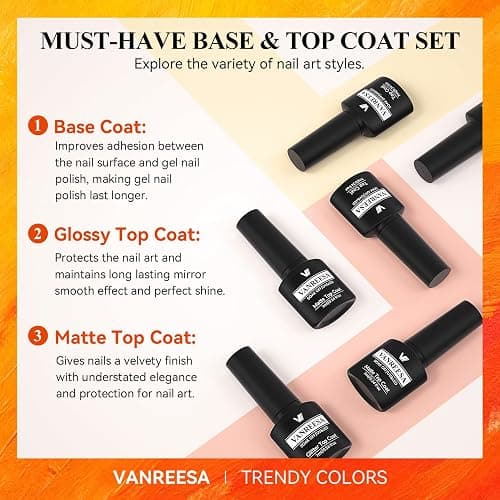 VANREESA 24 Pcs Fall Gel Nail Polish Set, 21 Colors Gel Polish with Base Coat Glossy & Matte Top Coat Orange Red Purple Green Brown Gel Polish Kit Nail Kit Gifts for Women thumbnail 5