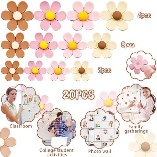 Lukinuo Cute Flower Fridge Magnets 20PCS Mini Daisy Refrigerator Magnet Colorful Flower Fridge Magnets for Locker Whiteboard Refrigerator Office Photo Cabinet Bulletin Board thumbnail 3