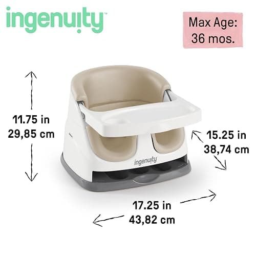 Ingenuity Baby Base 2-in-1 Booster Feeding and Floor Seat with Self-Storing Tray - Cashmere thumbnail 3