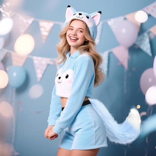 iHUFeather Faux Fur Furry Tail for Cosplay Halloween Fancy Party Costume Accessories thumbnail 5