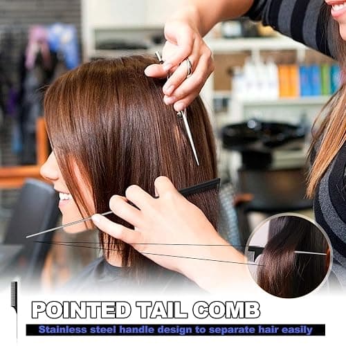Qufiiry 3Stück Sleek Bun BüRste Set, Doppelkanten BüRste Teasing HaarbüRste Set und Rattenschwanz Kamm, Toupier Bürste Set Borsten Haarschnitt Haarkamm für Friseurin Frauen Kinder thumbnail 6