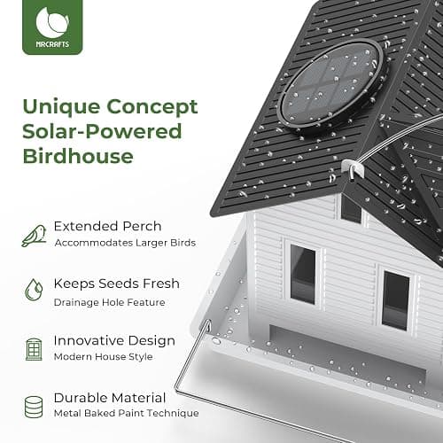 MrCrafts Solar Bird Feeder - Hanging Metal Bird House Feeder with Solar Lights, Outdoor Solar Lantern, Garden Decor for Outside, Unique Gifts for Mom, Grandma, Christmas thumbnail 4