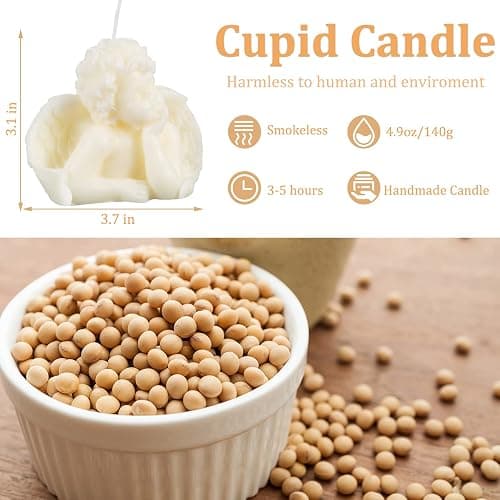 Nuanchu 2 Pieces Angel Candle Scented Candle Wax Vegan Room,White | Aesthetic Girls Bedroom Decoration Vintage Style Modern Cherub Figurine Design Trendy Home Decor Art thumbnail 3