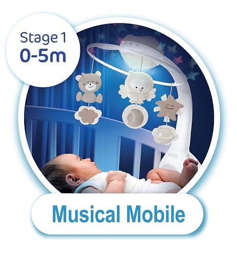 Infantino Mobile Musical 3-en-1, Mobile Transformable en Projecteur et en Veilleuse avec Mode Réveil, 6 Mélodies Intégrées et 4 Sons Nature, Gris thumbnail 6