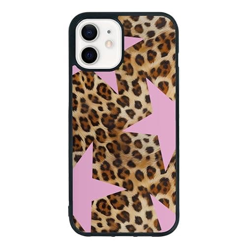 qizjio Pink Cheetah Print Phone Case Shockproof Protective Leopard Y2K Star Phone Cover for iPhone 12 / iPhone 12 Pro - Image 1