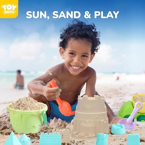 TOY Life Beach Toys for Toddlers Age 3-5, Sandbox Toy Building Sets with Sand Bucket Dump Truck and Waterproof Mesh Bag, Travel Sand Castle Toys for Kids thumbnail 2