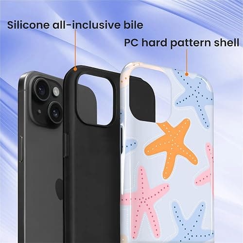 COTAIL Case Designed for iPhone 13 14, Hybrid 2-Layer Case, Military-Grade Protection Durable Shockproof Anti-Scratch Phone Case, Colorful Starfish thumbnail 3