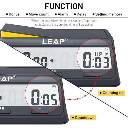 LEAP Chess Clock Digital Timer Advanced for Game and Chess Timer with Large Screen Bonus & Delay Count Down up Alarm thumbnail 5