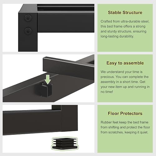 EMODA 7 Inch Twin Bed Frames No Box Spring Needed, Heavy Duty Metal Twin Platform Bed Frame, Noise Free, Easy Assembly, Black thumbnail 4