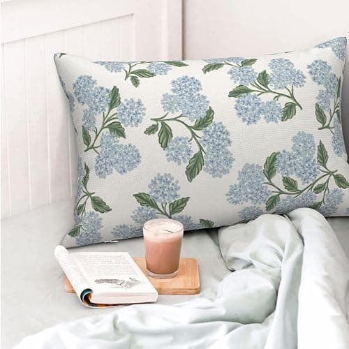 DAFENA Spring Pillow Covers 12x20 Inch 2 Pcs Blue Green Hydrangea Flower Decor Throw Pillows Vintage Floral Seasonal Summer Outdoor Decoration Lumbar Pillowcase Linen Cushion Cover for Couch Sofa thumbnail 3