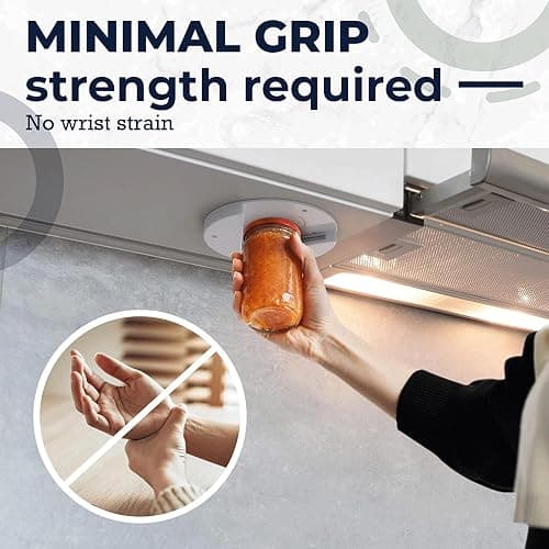 EZ Off Jar Opener for Seniors - Under Cabinet Jar Openers for Weak Hands, Easy Grip, Arthritis jar opener, One Handed Gadgets & Bottle Opener - Essential Kitchen Gadgets for Home Assistance - White - 1 Pack thumbnail 9