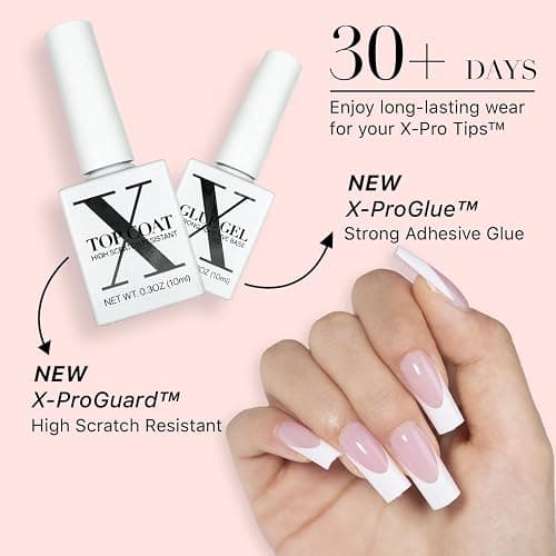 SXC Cosmetics French Tip Press On Nails Pink Series, Medium Square X-Pro Tips Starter Kit thumbnail 4